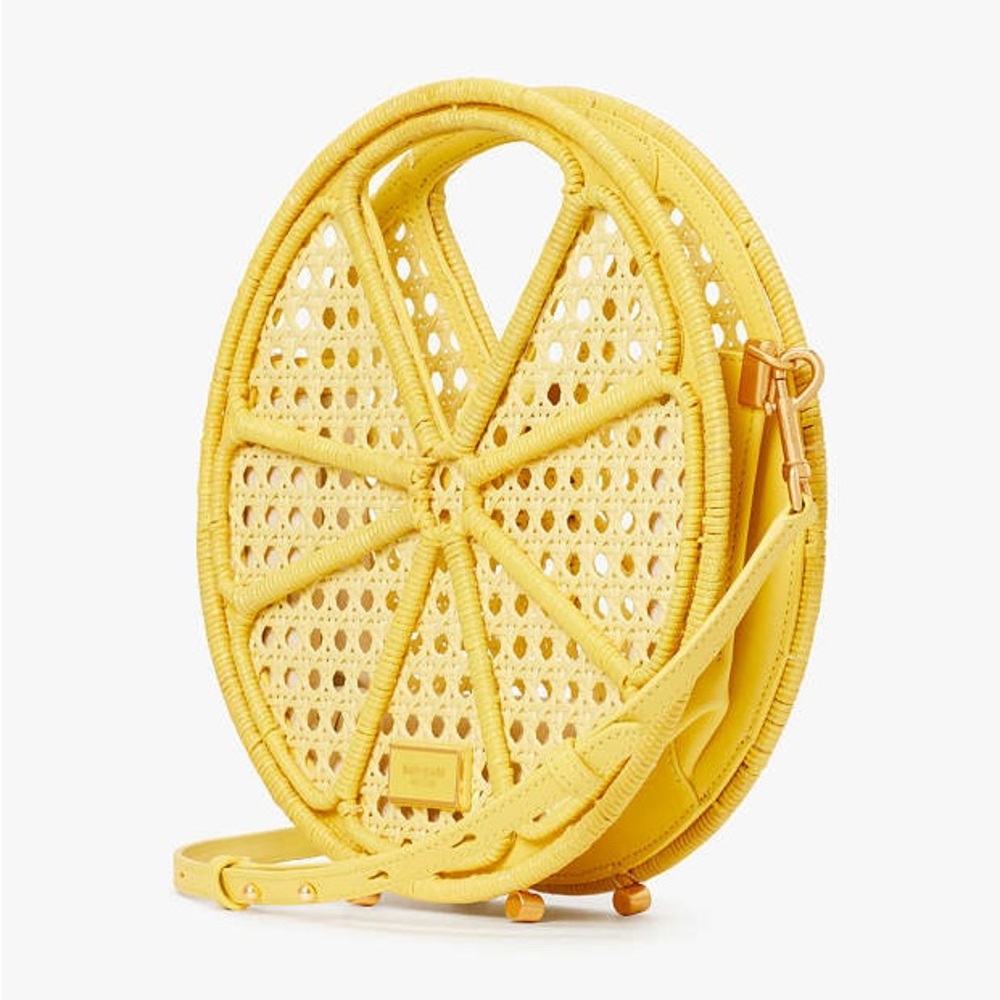 SOLD! kate spade NWT/NIP! $428 MSRP Lemon Drop Rattan Top-handle Bag - Picture 4 of 10
